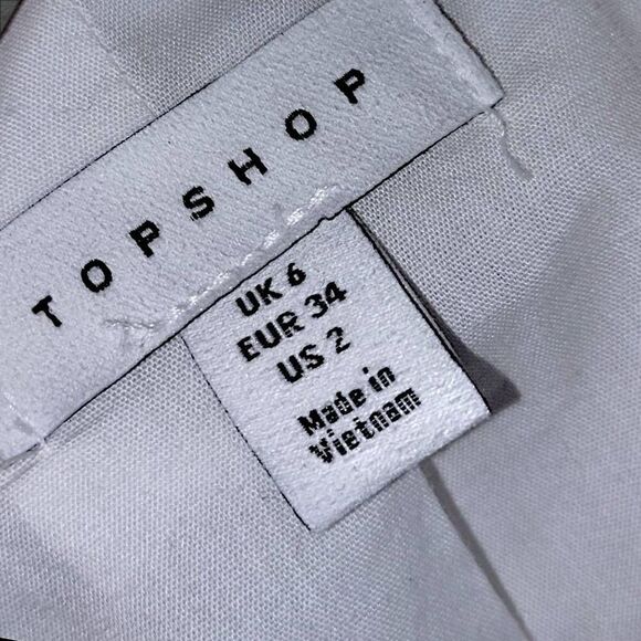 TOPSHOP Blazer Womens Sz 2 White Linen Blend‎ Double Breasted Jacket Business - Picture 4 of 9